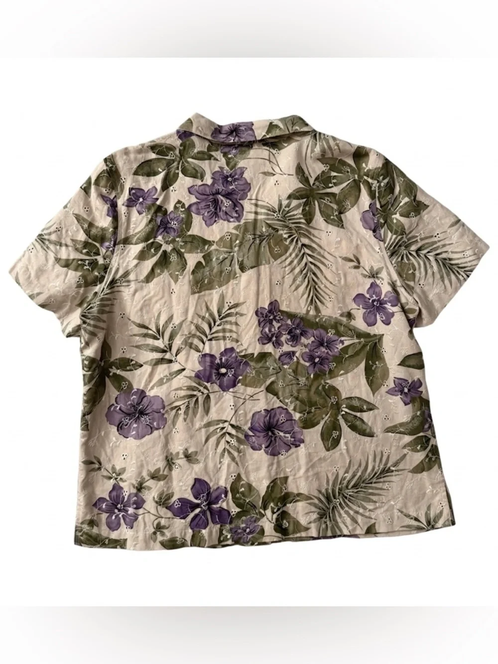Fashion Bug Lavender Floral Button-Front Camp Shirt - Picture 8 of 11